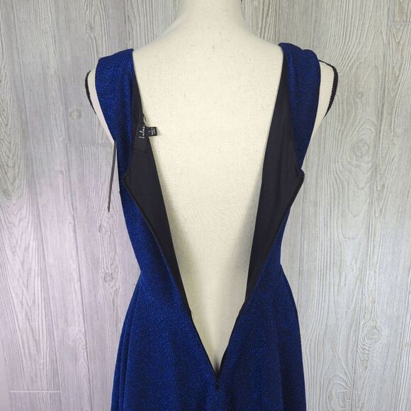 Brand New Lulu's Women's Large Blue Metallic Best Date Ever Mini Dress Sleeveles - Picture 8 of 11